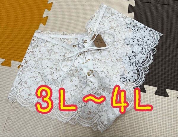 大きいサイズ3L〜4L XXL/XXXL 白総レースショーツ