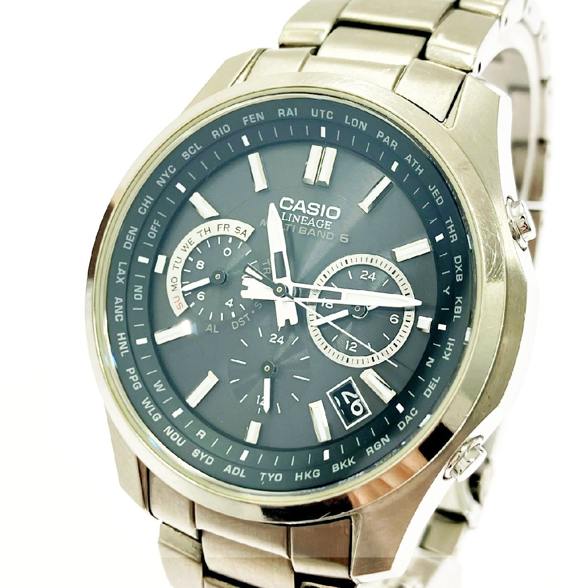 超美品 稼動 廃盤 コマ3付き CASIO LINEAGE 電波ソーラー チタン Yahoo!オークション -「casio lineage チタン」の落札相場・落札価格
