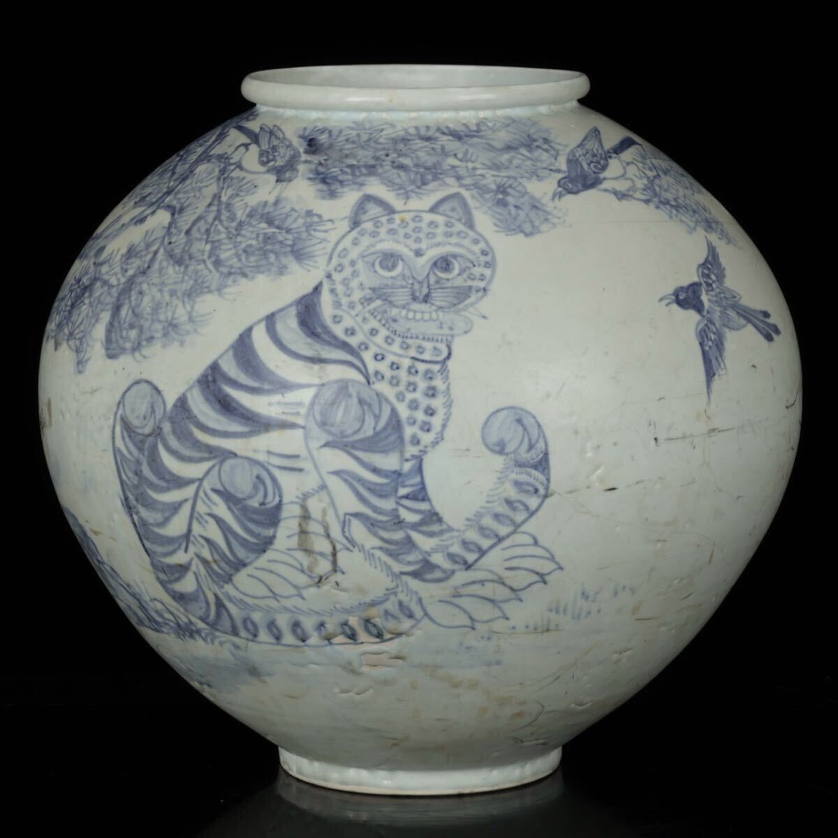 朝鮮美術 李朝時代 青花鳳凰文小壺 青華 染付 花器 花入 時代物 古物 朝鮮美術 李朝時代 青花鳳凰文小壺 青華 染付 花器 花