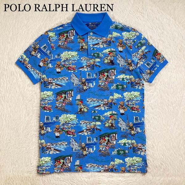 美品 POLO RALPH LAUREN ポロラルフローレン ポロシャツ カノコ ポロベア 半袖 総柄 ユニセックス