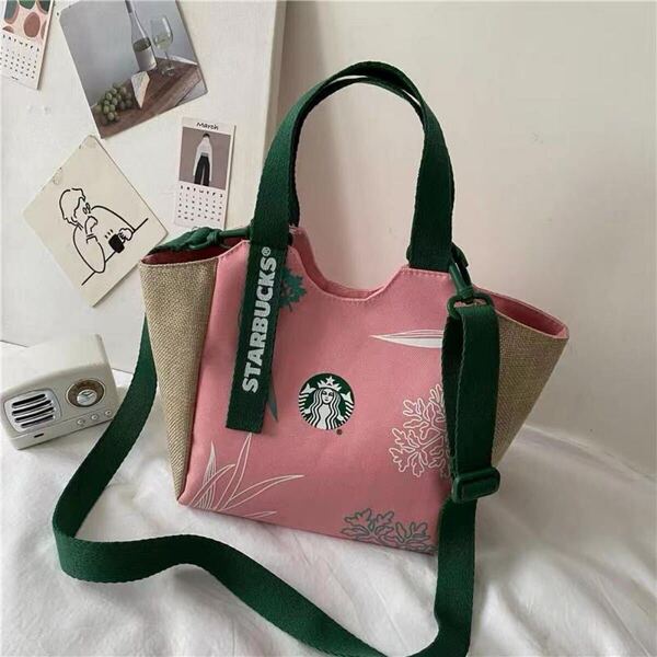 スターバックス海外限定 スタバ日本未発売 トートバック 小物入れ ハンドバッグ ピンク