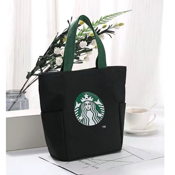 【スターバックス海外限定】スタバ トートバック ハンドバッグ小物入れ ブラック