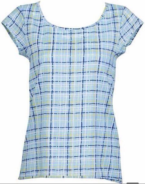 新品!wacoalワコール 涼コレ 女子テコ 高島ちぢみ チェック柄トップス フレンチスリーブ L