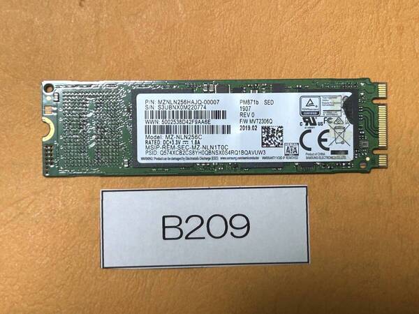 B209 SSD M.2 SATA 256GB 2280 動作確認済