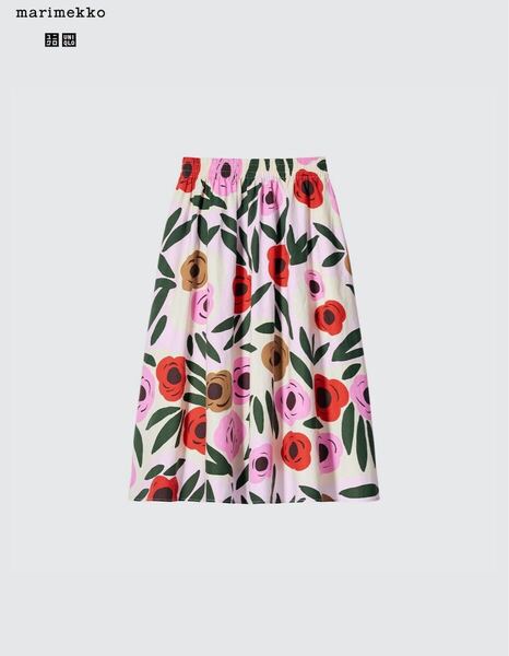 marimekko uniqlo リネンブレンドスカート 総柄 スカート