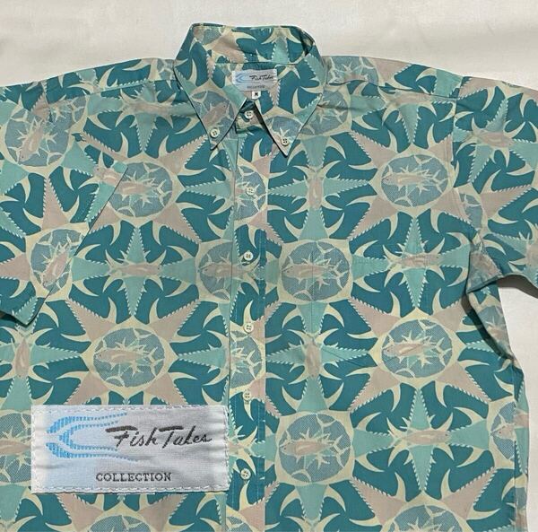 80's Fish Tales COLLECTION 魚プリント コットン ハワイアン アロハシャツ ボタンダウン Mサイズ ビンテージ古着 90's vintage HAWAII
