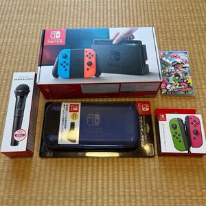 Nintendo Switch ニンテンドースイッチ 本体 おまけ付き スプラトゥーン2 Joy-Con ワイヤレスマイク スマートポーチ