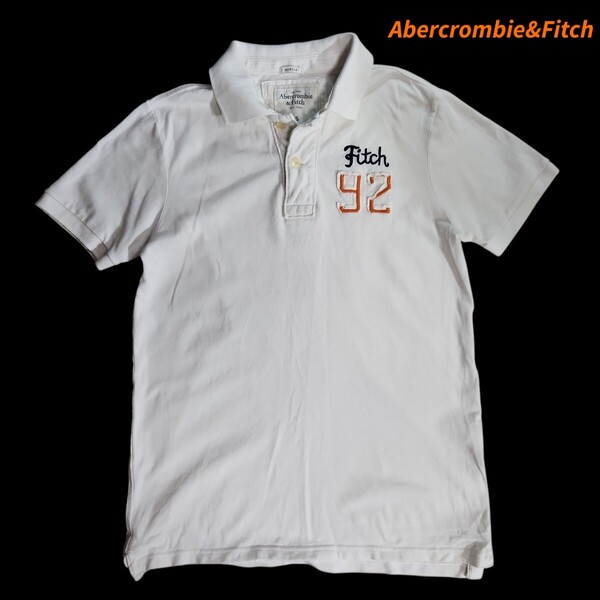 Abercrombie&Fitch 半袖ポロシャツ 表記サイズS 白 しっかりめの生地 アバクロ 84648
