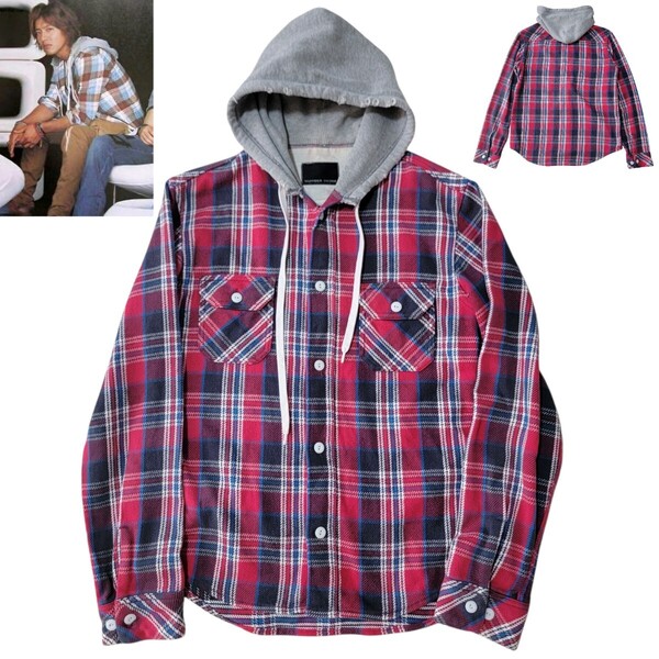 05AW 復刻 木村拓哉着 ナンバーナイン Number (N)ine ドッキング フード 3 ネルシャツ 長袖 シャツ チェック柄 THS期 ハイスト期 Soloist