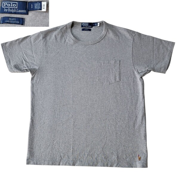 ほぼ未使用 ビームス別注 完売 POLO by RALPH LAUREN ポロバイラルフローレン Tシャツ グレー Big Fit Jersey Pocket T-Shirt