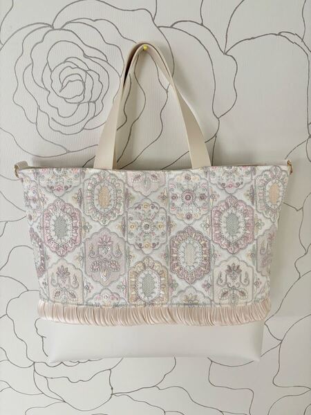 インド刺繍生地 2way トートバッグ