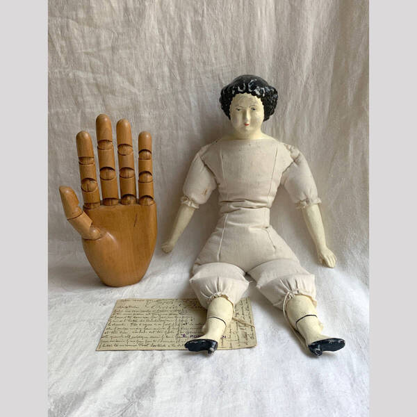フランス 1950-60s ハンドメイド ドール 40cm 手作り 人形 ぬいぐるみ ビスク 民藝 美術 骨董 アンティーク