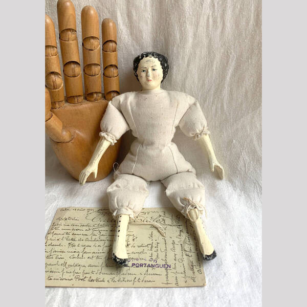 フランス 1950-60s ハンドメイド ドール 25.5cm 手作り 人形 ぬいぐるみ ビスク 民藝 美術 骨董 アンティーク