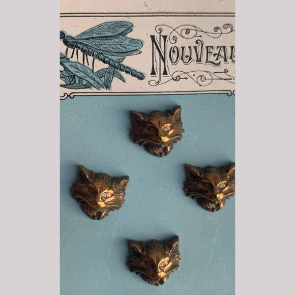 極稀少 デッドストック フランス 1900s ボタン1個 猫 ねこ chat 動物 真鍮 ペンダント アクセサリー リング ヴィンテージ アンティーク
