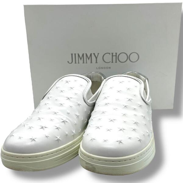 極美品 JIMMY CHOO ジミーチュウ スリッポン レザー スニーカー 白 ホワイト サイズ39.5