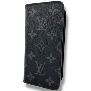 極美品 LOUIS VUITTON ルイヴィトン モノグラム スマホケース 黒 ブラック レザー