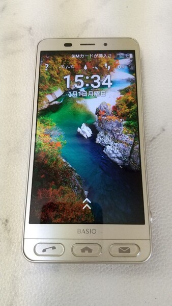 S3034 au かんたんスマホ BASIO 2 SHV36 SHARP 4G android スマートフォン 簡易動作確認&簡易清掃&初期化OK 判定〇 送料無料 現状品