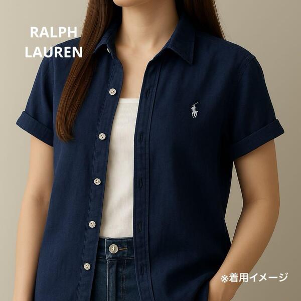 大人気 RALPH LAUREN ラルフローレン リネンシャツ ホワイトポニー クラシックフィット 麻 ネイビー 白 紺 半袖 正規品 春夏秋 刺繍