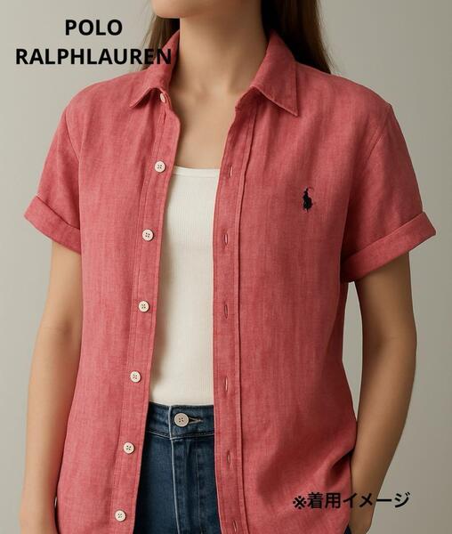 極美品 POLO RALPH LAUREN ポロラルフローレン 現行タグ リネンシャツ 麻 ポニー刺繍 クラシックフィット 赤 レッド 正規品 春夏秋