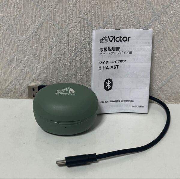 707i0320 JVCケンウッド Victor HA-A6T-G ワイヤレスイヤホン Bluetooth Ver.5.4 合計23時間再生 マイク付き 小型 軽量 防水 グリーン