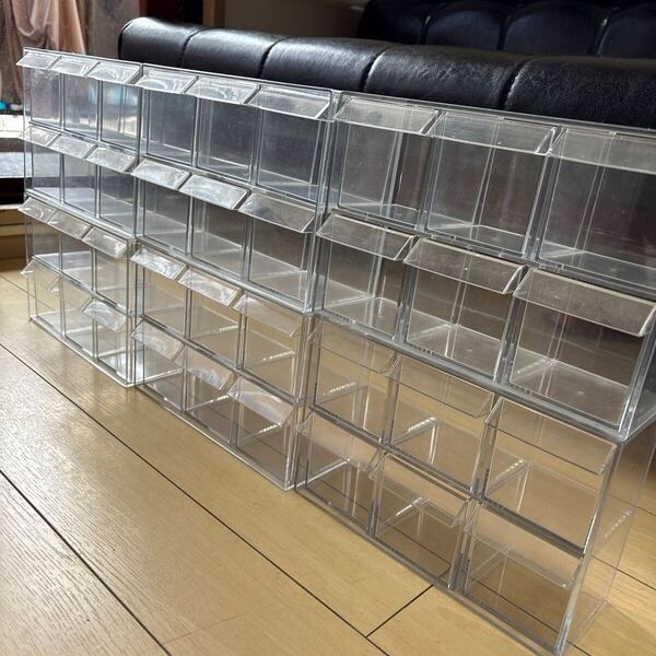 【中古品】アクリル引出ケース ホビー パーツ プラモデル DIY 調味料 小物収納 6台セット 36個引出