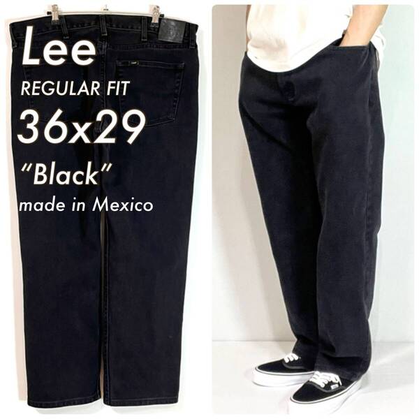 美品 00s Lee リー W36 L29 後染めブラック レギュラーフィット ストレート ジーンズ 後染めブラックジーンズ デニム メキシコ製 v25063252