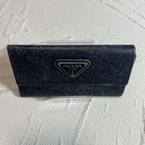 プラダPRADAサフィアーノレザー小銭入れコインケース三角プレート ブラック