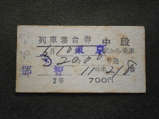 電車切符 車内補充券 列車寝台券 昭和レトロ Yahoo!オークション -「寝台 列車」(切符) (鉄道)の落札相場