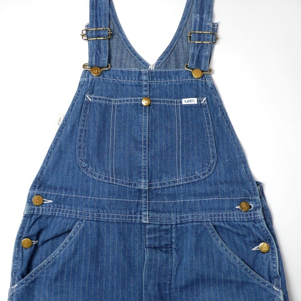 USA製 80s Lee レア ビンテージ リー ストライプ デニム オーバーオール ペインター ワーク パンツ メンズ レディース アメリカ製 古着 W30