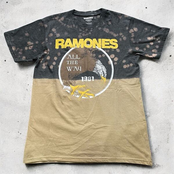 良品 ラモーンズ タイダイ バンド Tシャツ ツートン バンT 来日45周年 RAMONES Tee All The Way ベージュ チャコールグレー BEIGE GREY