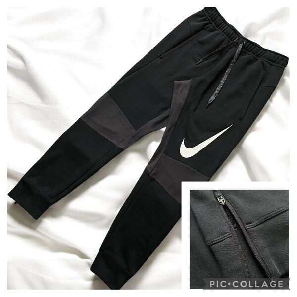 美品 ナイキ ジョガーパンツ ビッグスウォッシュ 裾ジップ カフ ドライフィット Nike スウェットパンツ トラック 黒 吸水速乾 728346-010