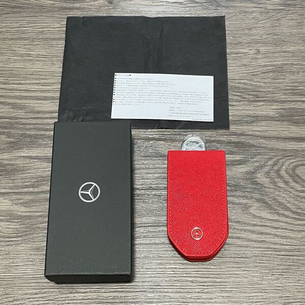 新品 メルセデスベンツ 高級レザー キーカバー フラップ レッド RED 赤 キーケース 純正 Mercedes Benz キーリング キーホルダー 箱付き