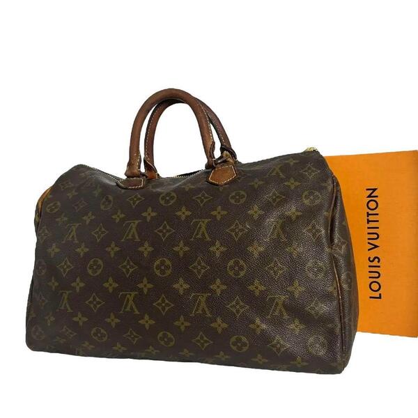 鑑定済☆ルイヴィトン LOUIS VUITTON モノグラム スピーディ35 ハンドバッグ ボストンバッグ ブラウン 茶