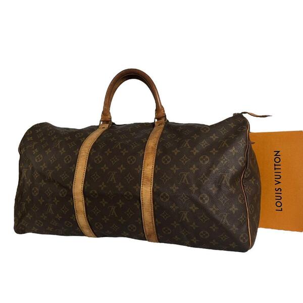 【正規品】ルイヴィトン LOUIS VUITTON モノグラム キーポル55 ボストンバッグ ブラウン 茶 旅行用バッグ 旅行かばん