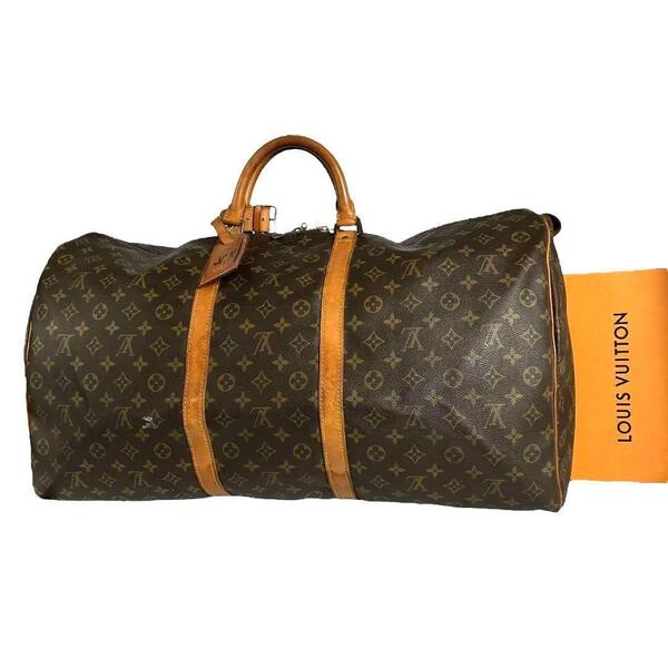 【鑑定済】ルイヴィトン LOUIS VUITTON モノグラム キーポル50 ボストンバッグ 正規品 ブラウン 茶 旅行用バッグ