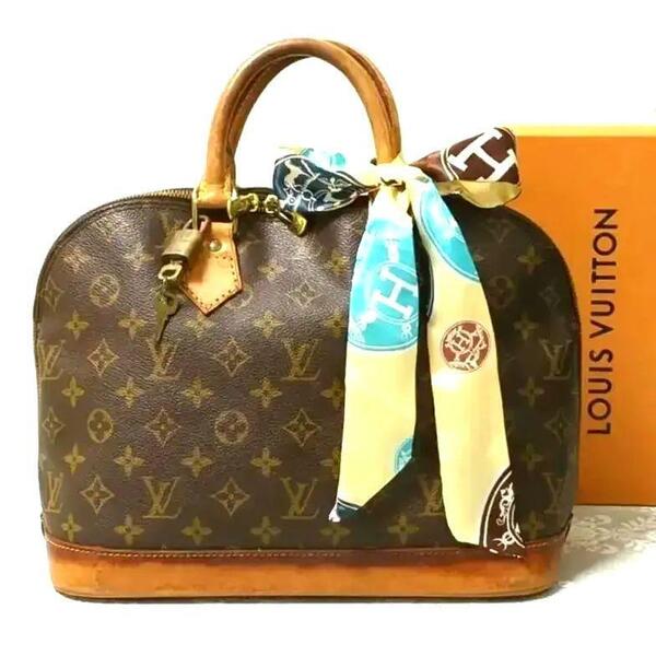 【スカーフ・パドロック付き】ルイヴィトン LOUIS VUITTON アルマPM ハンドバッグ モノグラム ブラウン 茶