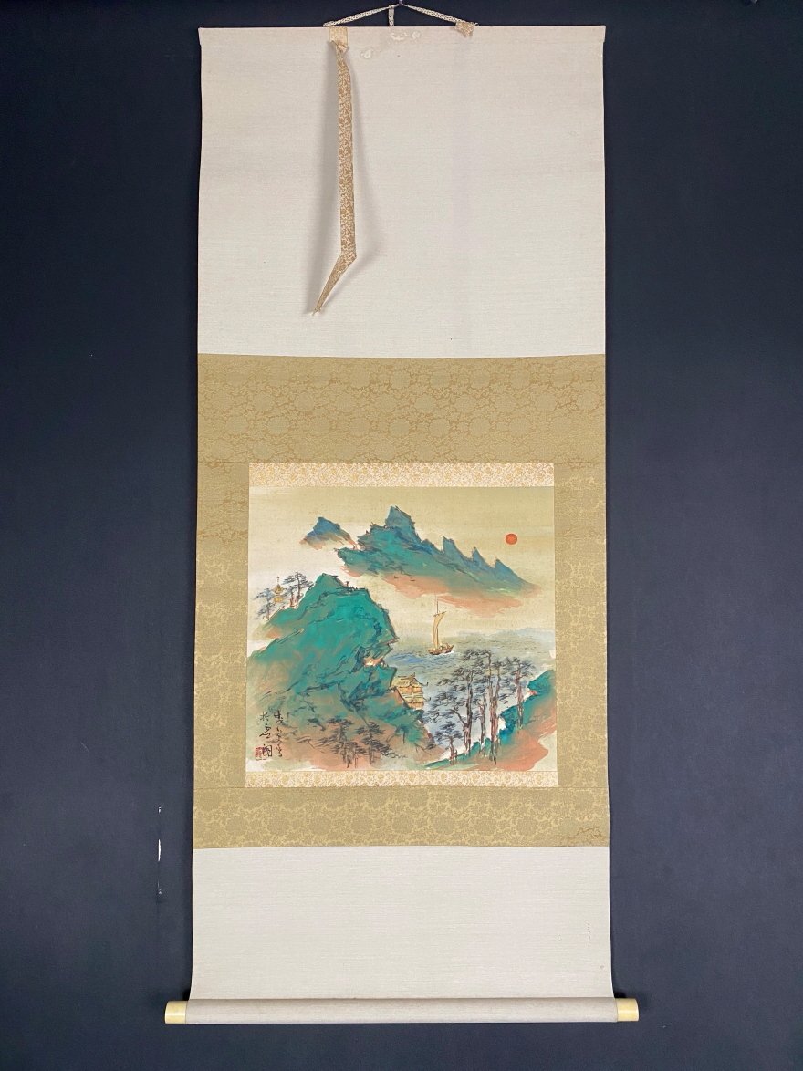 よ*ん様 楢崎鉄香 雪景図 横物 大正 帝展 山口県 関雪師事 掛軸230717 よ*ん様 楢崎鉄香 雪景図 横物 大正 帝展 山口県