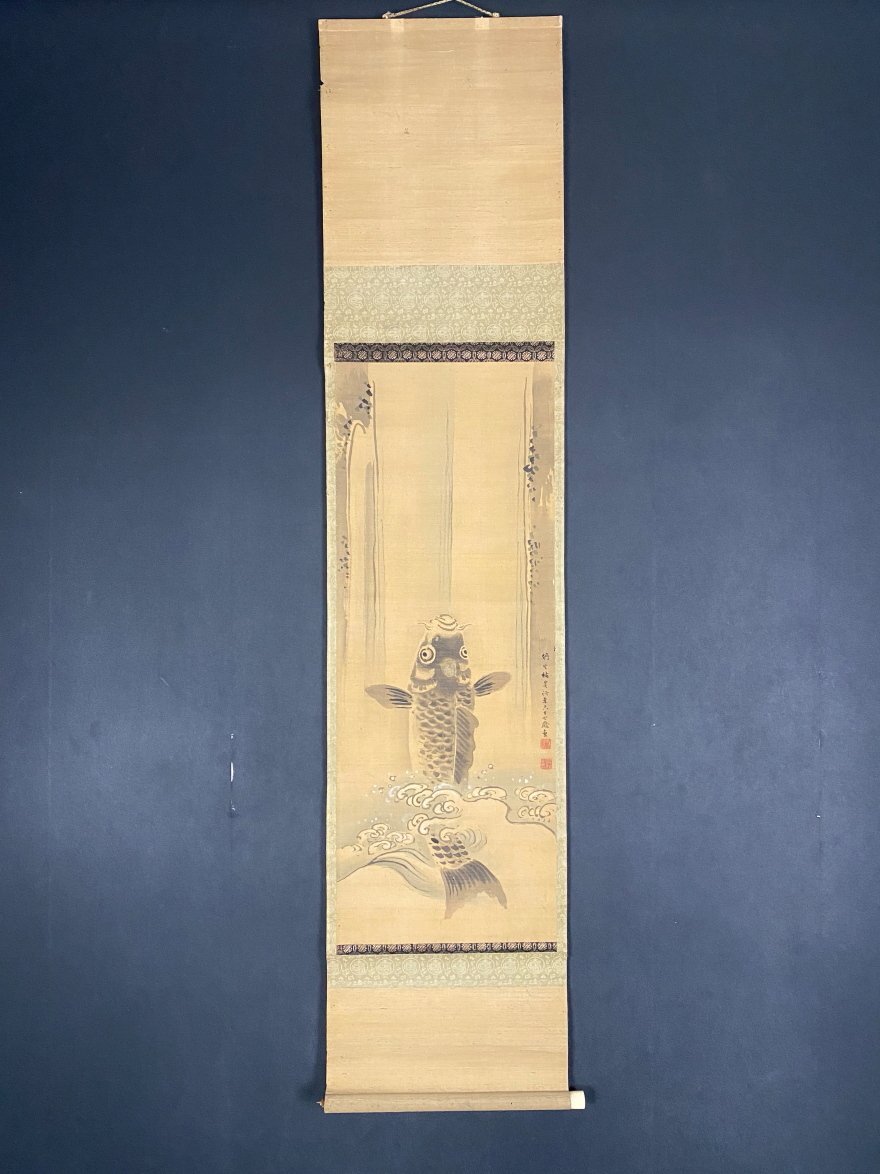 【真作】掛軸 光美銘 跳鯉図 生命力みなぎる水墨画 和室の象徴的美術品 Q8 2025年最新】Yahoo!オークション -日本画の鯉(美術品)の中古品