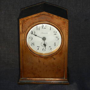 アンティーク USA アンソニア 琺瑯製文字盤 琺瑯 ホーロ 真鍮製枠 機械式置時計 ゼンマイ式 手巻き置時計 置き時計 ネジ巻式 ゼンマイ式