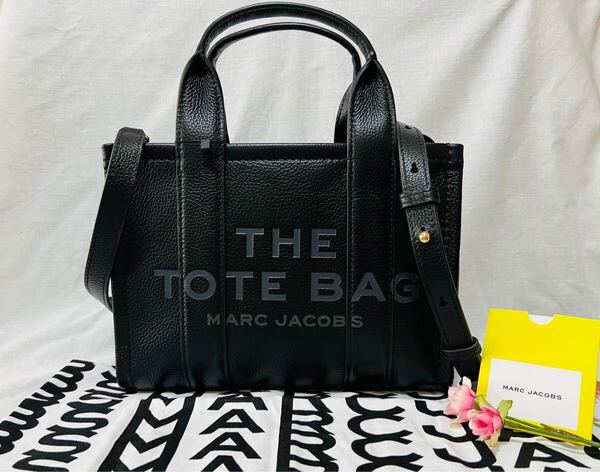 新作 MARC JACOBS マークジェイコブス レザー ミニ トートバッグ ショルダーバッグ ブラック THE LEATHER MINI TOTE BAG BLACK