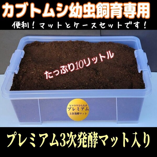 カブトムシの幼虫を入れるだけ! 便利!BOXにマットが入ってる! プレミアム3次発酵マット10リットル【4ケースセット】 栄養添加剤配合