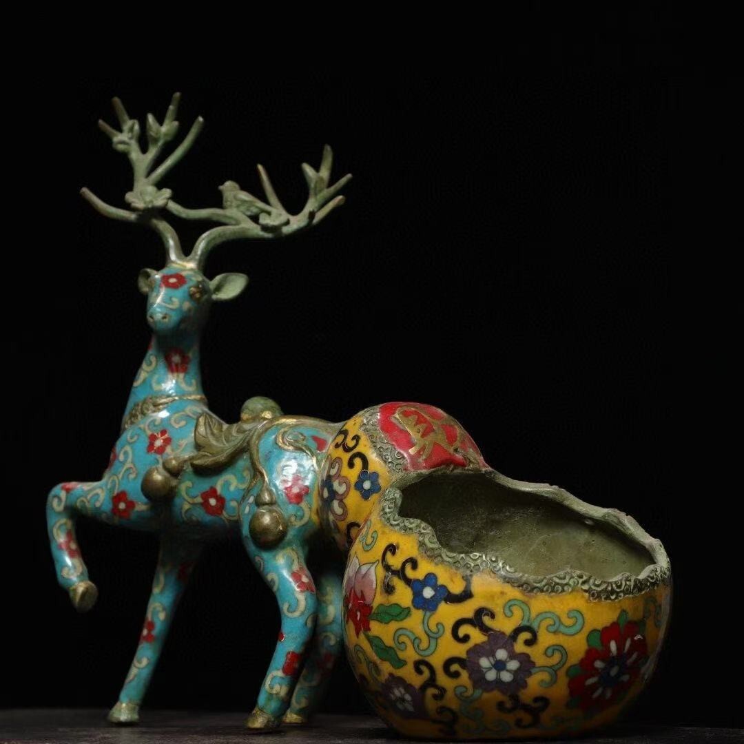 旧蔵　古美術　純銅製　七宝焼 景泰藍 鶴　熏香爐  置物　インテリア　2点時代物 2025年最新】Yahoo!オークション -景泰(工芸品)の中古品・新品