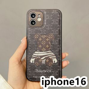 iphone16ケース カーバー TPU 可愛い 熊 お洒落 韓国 ケース 耐衝撃 高品質 ブラウン83