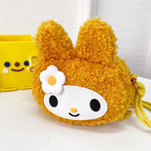 ショルダーポーチ ポーチ もこもこ ポシェット 子供 女の子 斜めがけ ショルダーバッグ ウサギ かわいい イエロー1