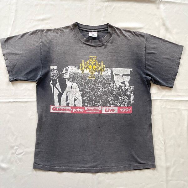 【鬼フェード】 XL 90s Queensryche Vintage Tee USA製 アメリカ製 クイーンズライク ヴィンテージ Tシャツ ブラック スミクロ Metallica
