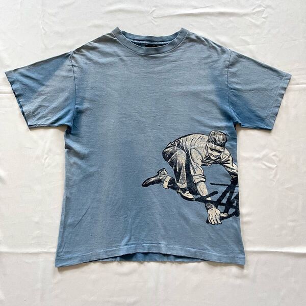 Special!! 80s Old Stussy Vintage Tee 鬼フェード オールドステューシー ヴィンテージTシャツ アメリカ製 黒タグ 90s 巻きプリント USA製