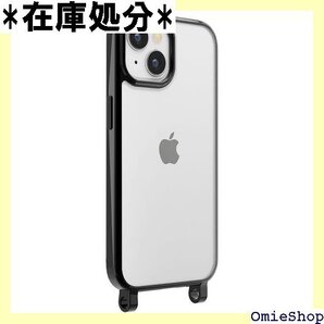 iPhone15 ショルダーストラップホール付クリアハイブリッドケース ブラック 1133
