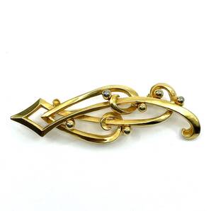 JS PARIS ゴールド ブローチ ウェーブデザイン ワンポイント エレガント ラグジュアリー