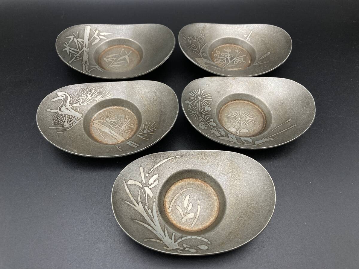 清 張廣徳製 大型蓮形錫製茶托 五客セット☆総重529g 煎茶道具☆時代物☆ 2025年最新】Yahoo!オークション -錫茶托の中古品・新品・未使用
