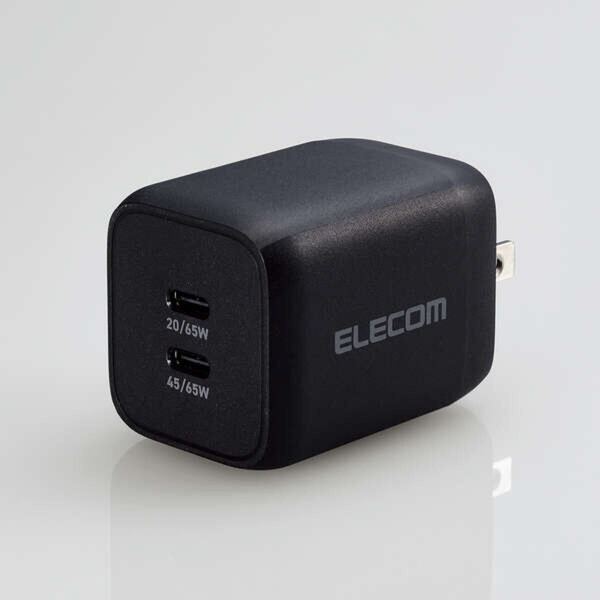 送料無料◆エレコム AC充電器 65W USB PD対応 2ポート Type-C ブラック ACDC-PD4365BK 新品